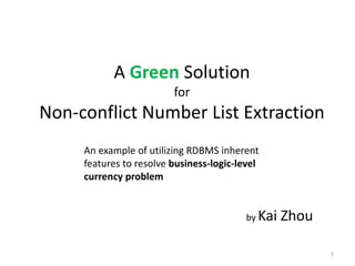 A Green Solution
that fixed a real-life Race Condition problem
by Kai Zhou
1
 