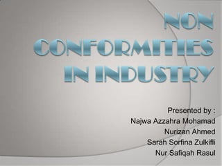 Presented by :
Najwa Azzahra Mohamad
         Nurizan Ahmed
    Sarah Sorfina Zulkifli
      Nur Safiqah Rasul
 