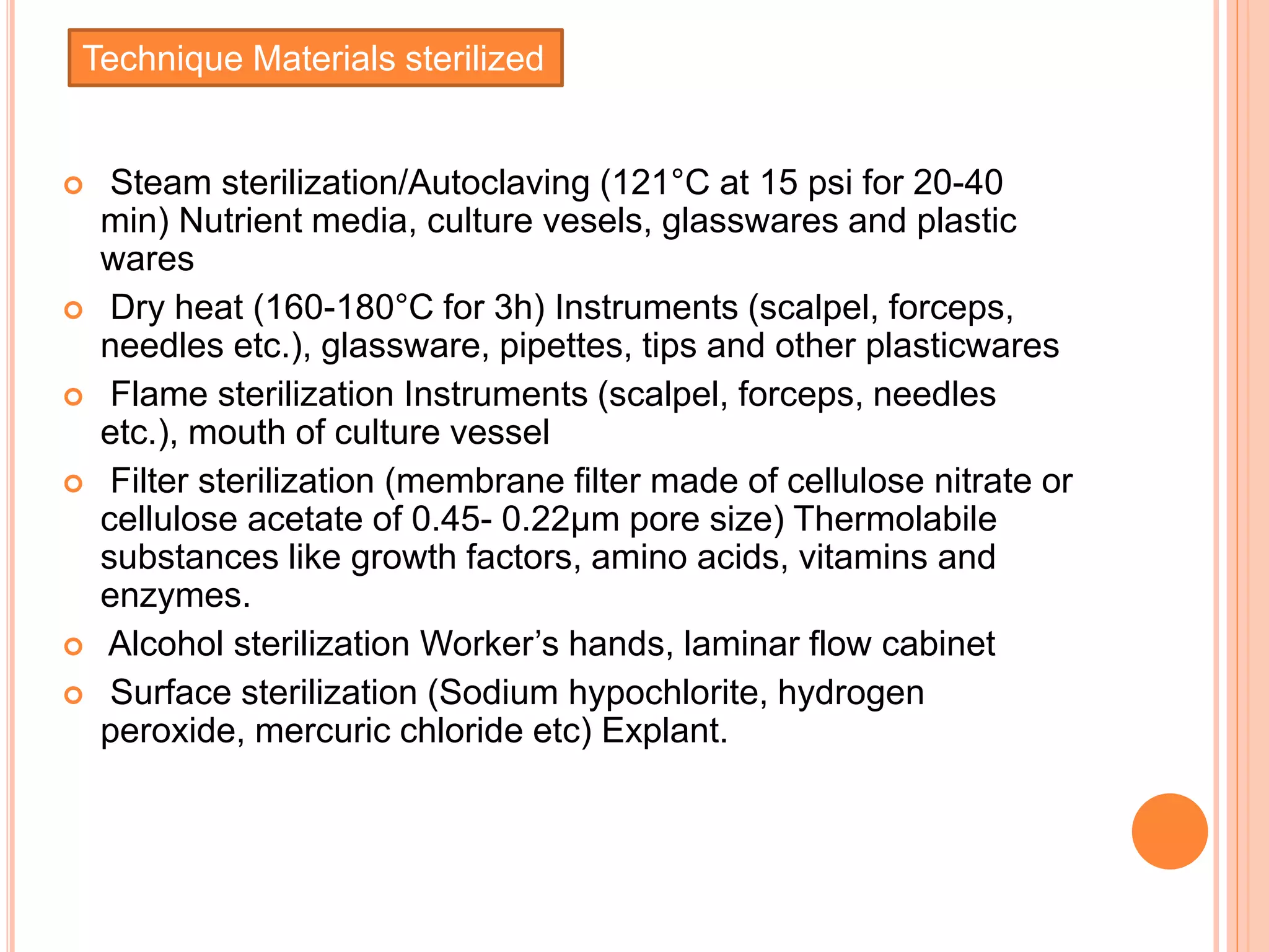 Preparation of plant tissue culture media,types and Sterilization | PPTX