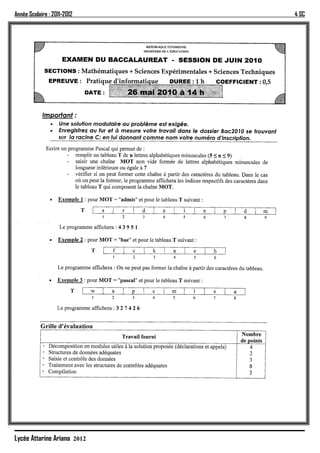 Année Scolaire : 2011-2012   4 SC




Lycée Attarine Ariana 2012
 