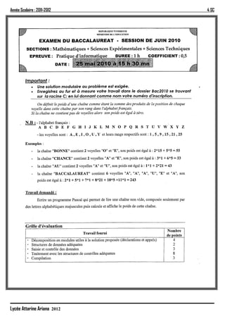 Année Scolaire : 2011-2012   4 SC




Lycée Attarine Ariana 2012
 