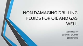 NON DAMAGING DRILLING 
FLUIDS FOR OIL AND GAS 
WELL 
SUBMITTED BY 
SIDHARTH GAUTAM 
2014MT0226 
 