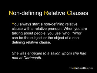 Non-defining relative clauses | PPT