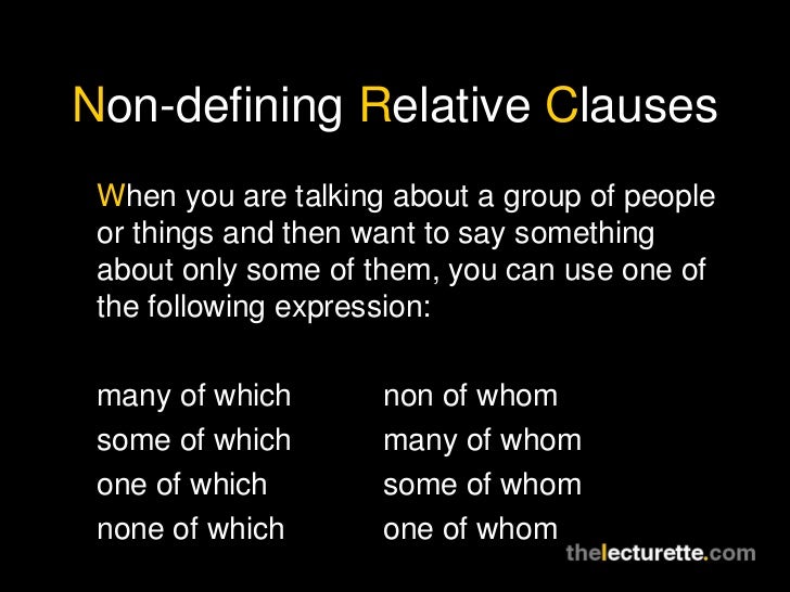 Non Defining Relative Clauses