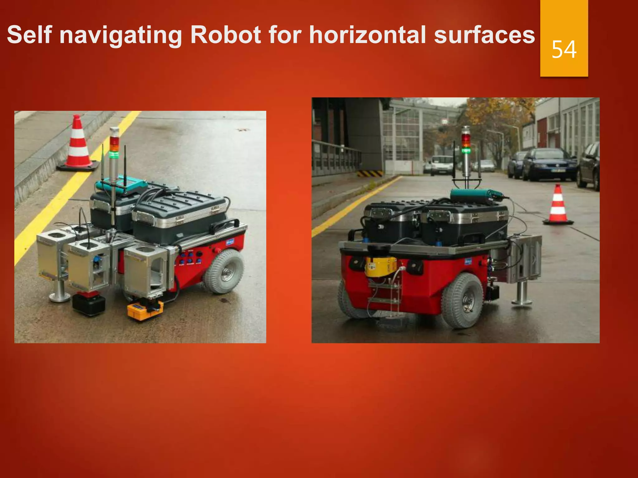 Self navigating Robot for horizontal surfaces
54
 