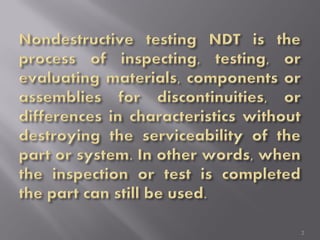 Non Destructive Testing (NDT) | PDF