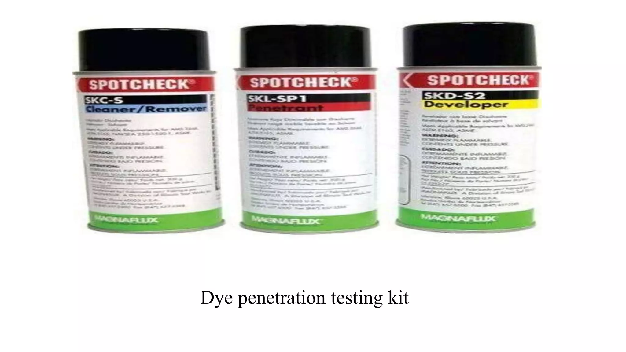 Dye penetration testing kit
 