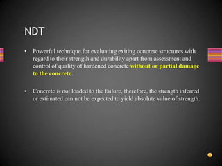 Non destructive test on concrete (ndt) | PPTX
