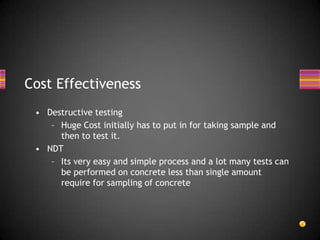 Non destructive test on concrete (ndt) | PPTX