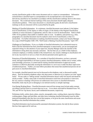Minimum Classification Marking Papers Example U.S. Department of State; Non Disclosure Agreement | PDF