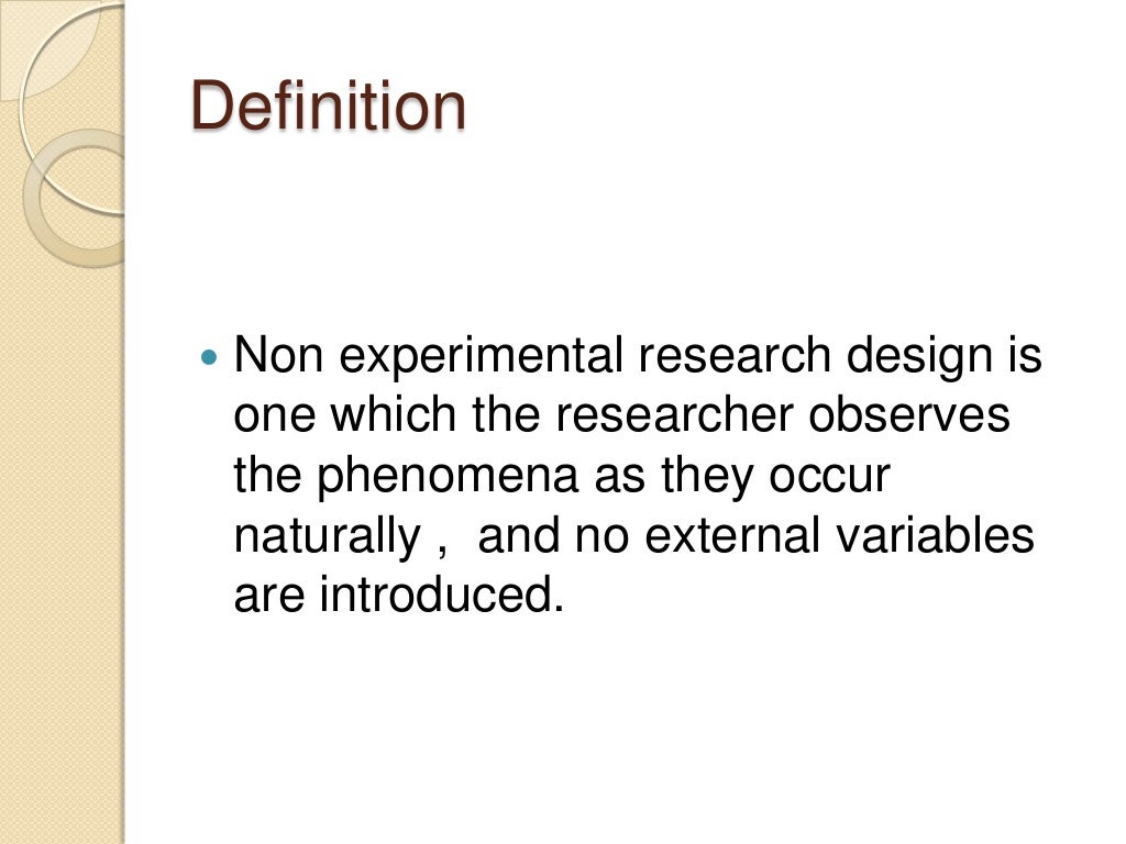 non experimental design research article