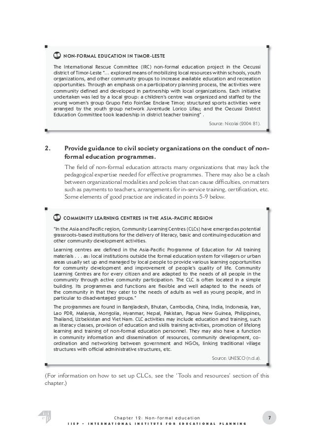 Difference Between Formal And Non Formal Education In Points