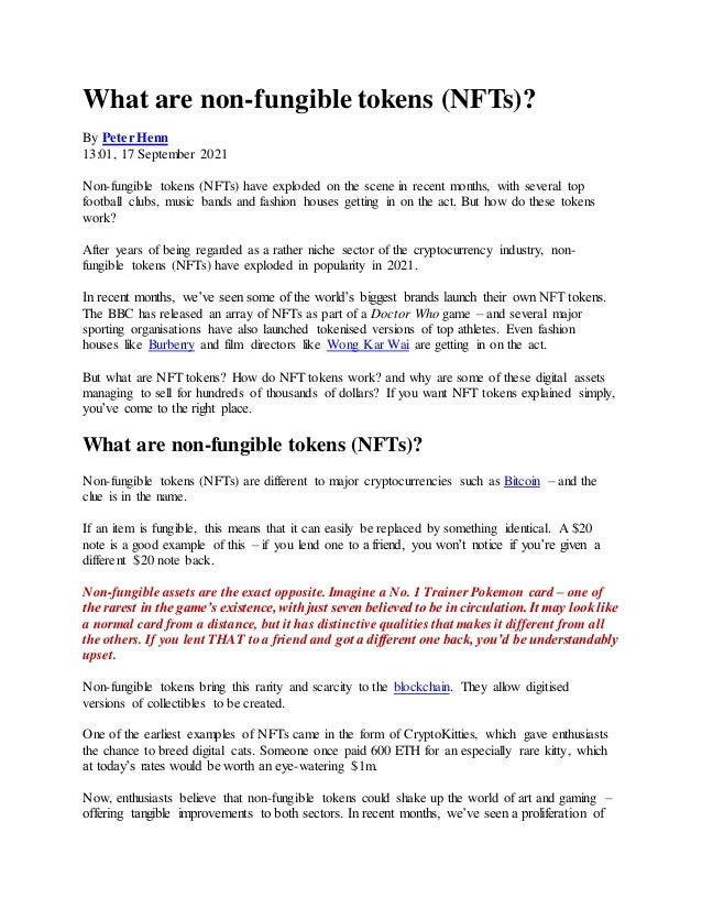 Non fungible token PDF