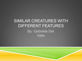 SIMILAR CREATURES WITH
  DIFFERENT FEATURES
     By: Gabriela Del
          Valle
 