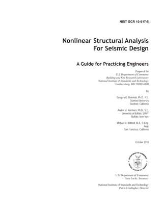 NONLINEAR STRUCTURAL ANALYSIS FOR SEISMIC DESIGN (ALL COPYRIGHT BY NIST ...