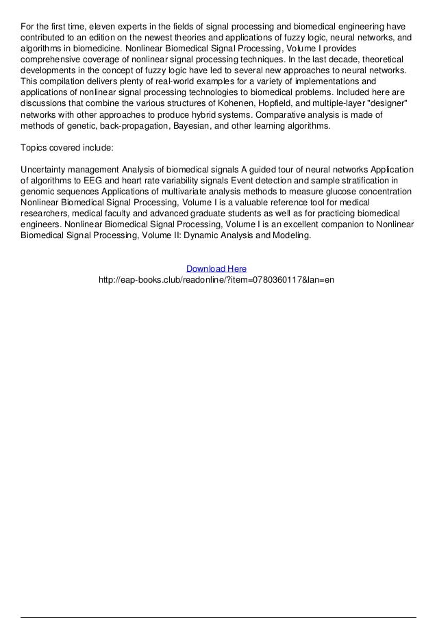 Nonlinear Biomedical Signal Processing Fuzzy Logic Neural