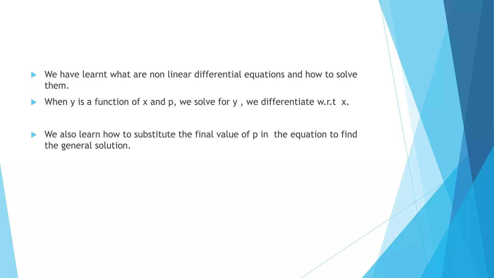 NON LINEAR DIFFERENTIAL EQUATIONS (ENGINEERING MATHEMATICS) | PPTX
