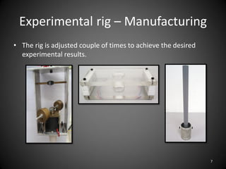 Experimental rig – Manufacturing
• The rig is adjusted couple of times to achieve the desired
  experimental results.




                                                               7
 