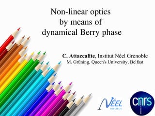 Non-linear optics
by means of
dynamical Berry phase
C. Attaccalite, Institut Néel Grenoble
M. Grüning, Queen's University, Belfast
 