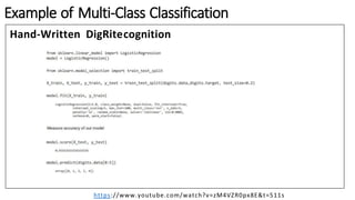 Hand-Written DigRitecognition
Example of Multi-Class Classification
https://www.youtube.com/watch?v=zM4VZR0px8E&t=511s
 