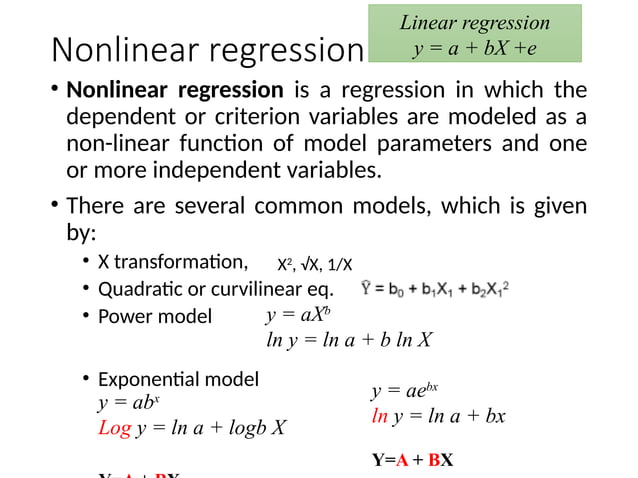 Basics of Non linear Regression analysis | PPT