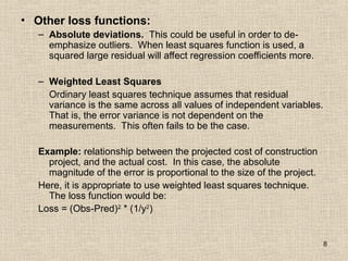 Square Loss Function And Examples Nonlinear Regression methods of estimation | PPT