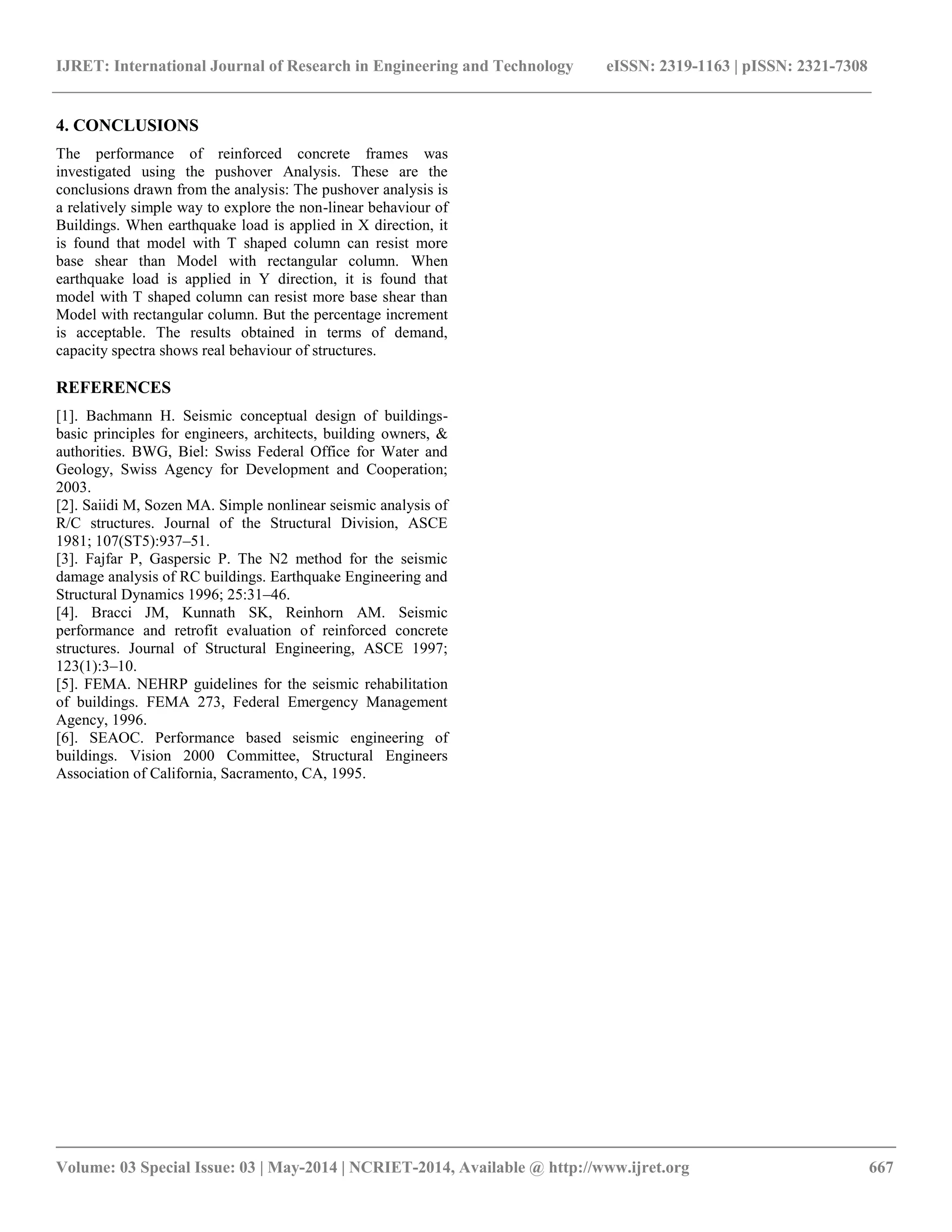 Non linear static pushover analysis of irregular space frame structure ...