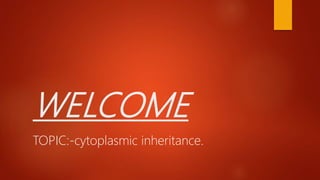 WELCOME
TOPIC:-cytoplasmic inheritance.
 