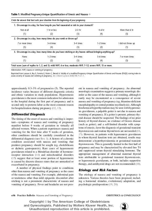 Non nghen trong thai ky nausea and vomiting of pregnancy ACOG gui…