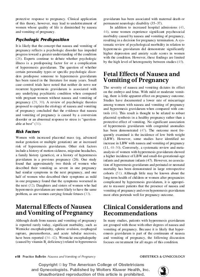 Non nghen trong thai ky nausea and vomiting of pregnancy ACOG gui…
