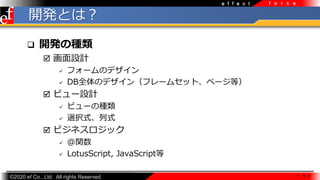 ?2020 ef Co., Ltd. All rights Reserved.
e f f e c t f o r c e
_kȤϣ
? _kηN
? OӋ
? ե`Υǥ
? DBȫΥǥ󣨥ե`ॻåȡک`ȣ
? ӥ`OӋ
? ӥ`ηN
? xkʽʽ
? ӥͥå
? @v
? LotusScript, JavaScript
 5 
 