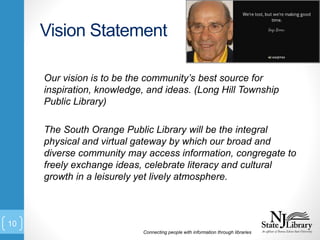 Vision Statement
Our vision is to be the community’s best source for
inspiration, knowledge, and ideas. (Long Hill Townshi...