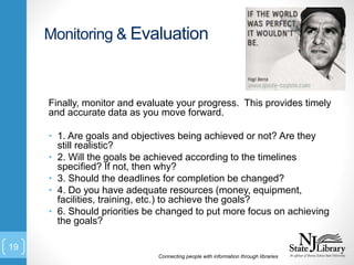 Monitoring & Evaluation
Finally, monitor and evaluate your progress. This provides timely
and accurate data as you move fo...