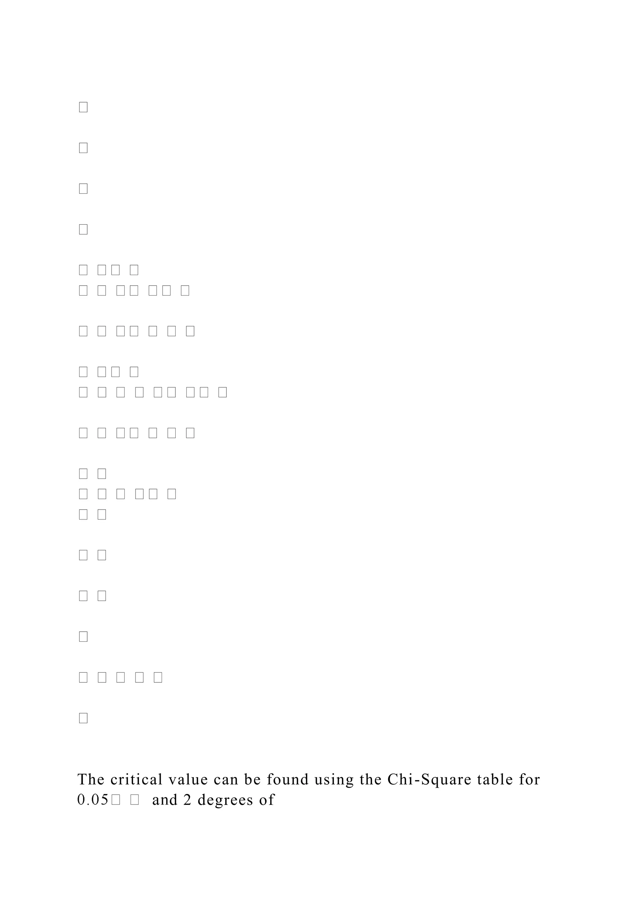 The critical value can be found using the Chi-Square table for
d 2 degrees of
 