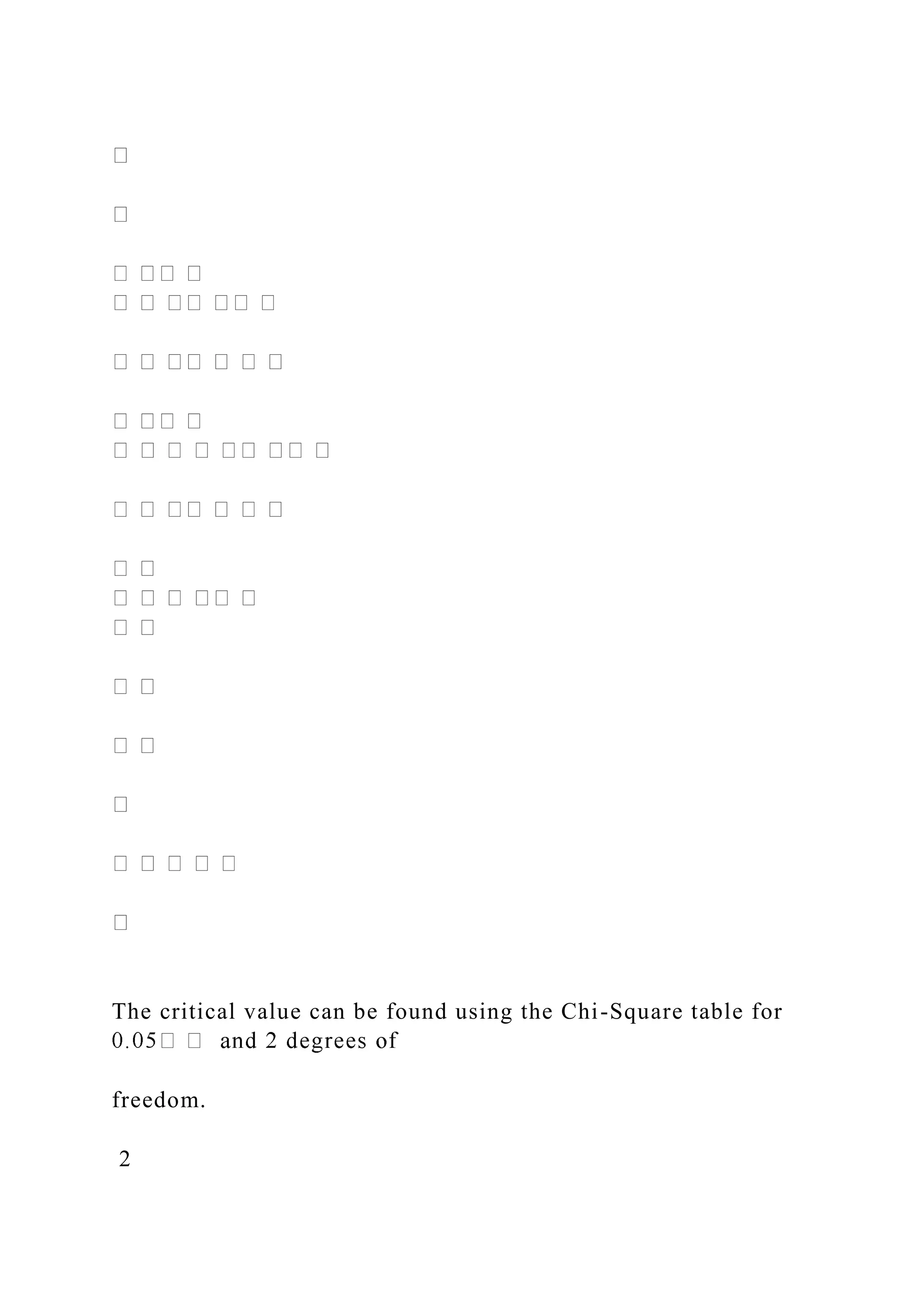 The critical value can be found using the Chi-Square table for
freedom.
2
 