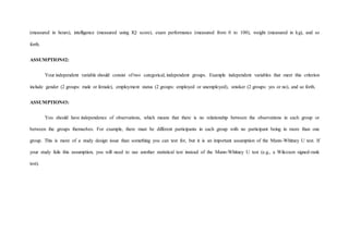 Nonparametric tests assignment