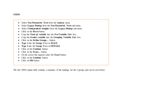 Nonparametric tests assignment