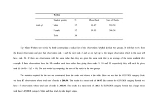 Nonparametric tests assignment