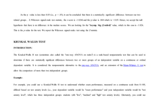 Nonparametric tests assignment
