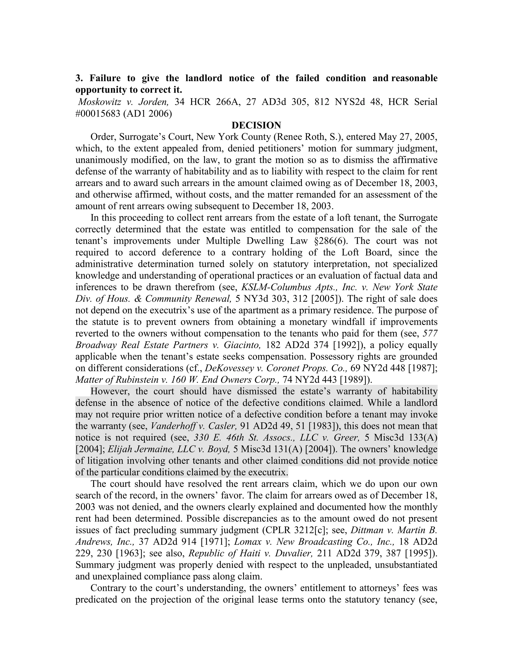 Defending Against Tenant’s Warranty of Habitability Claim and Other ...