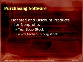 Purchasing Software Donated and Discount Products  for Nonprofits TechSoup Stock www.techsoup.org/stock 