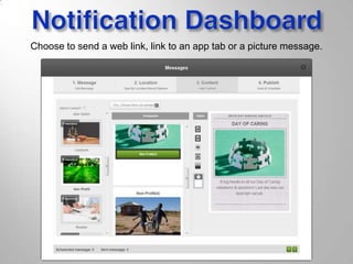 Choose to send a web link, link to an app tab or a picture message.
 