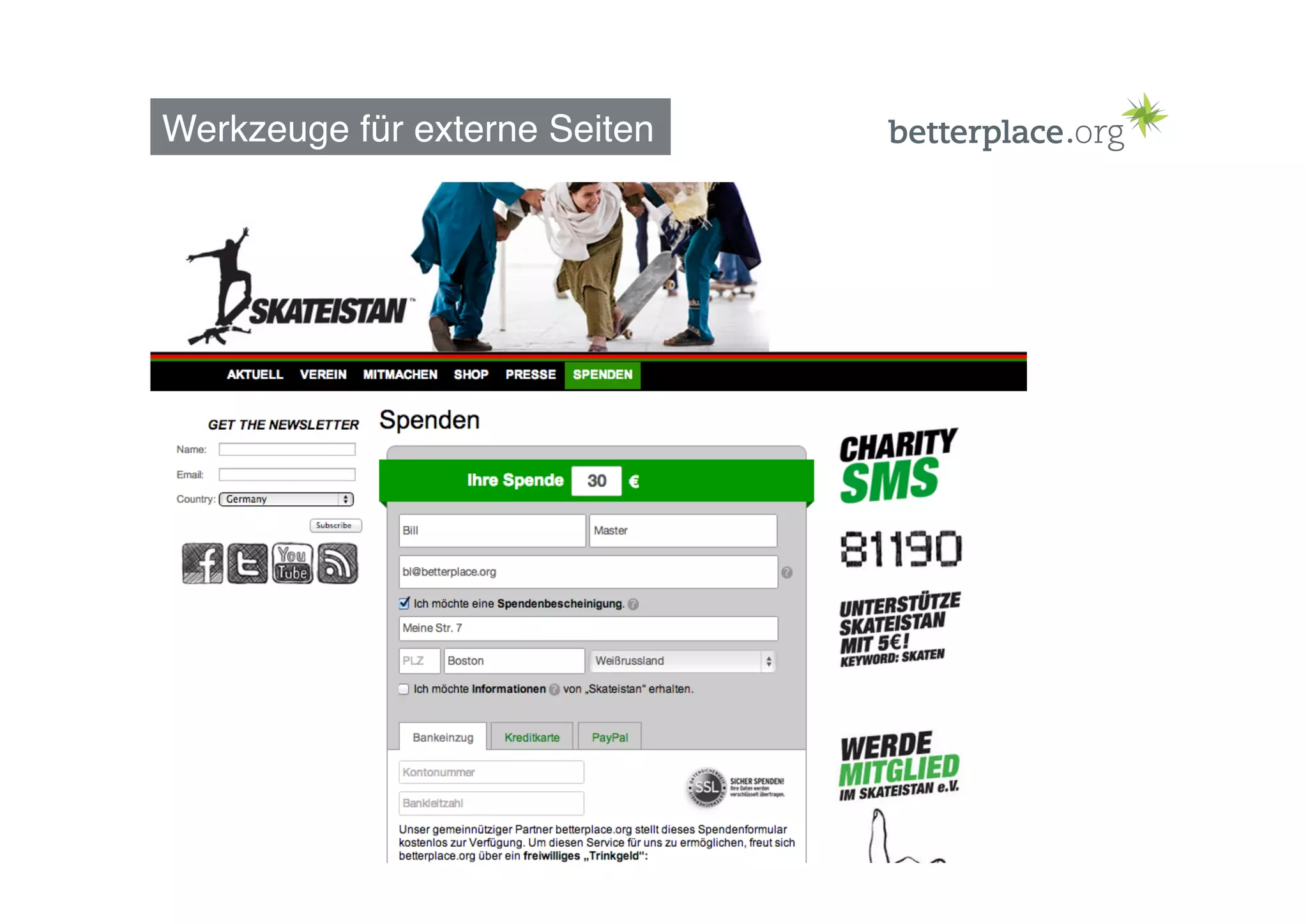 Werkzeuge für externe Seiten
 