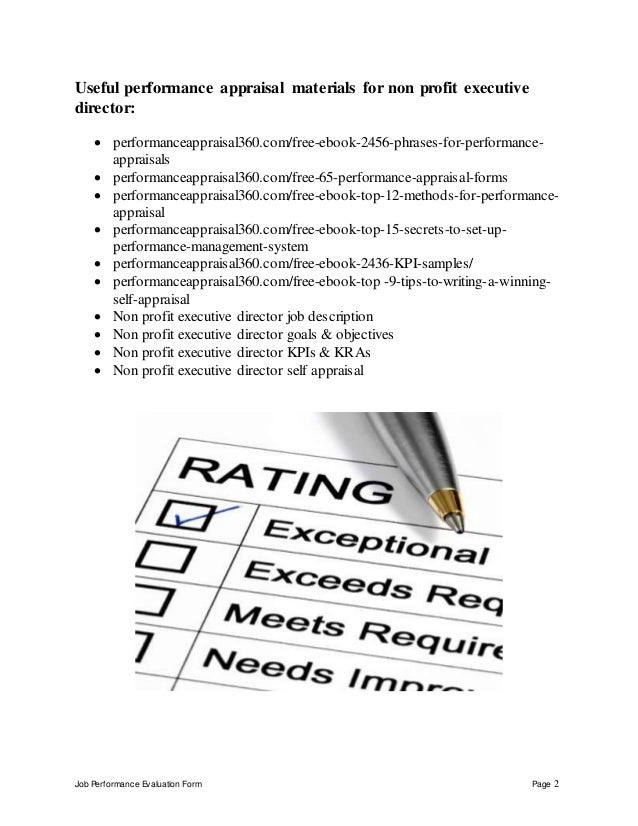 Non Profit Executive Director Performance Appraisal