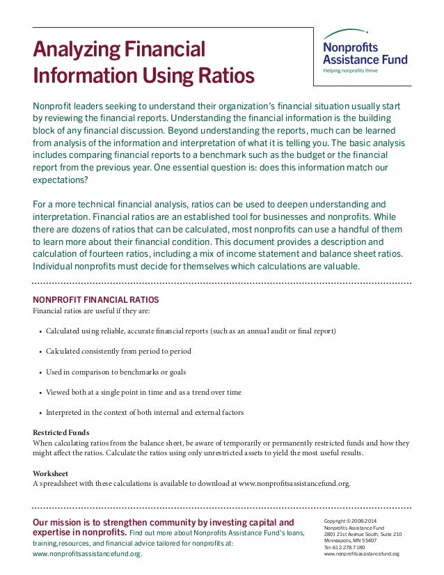 nonprofit financial ratios