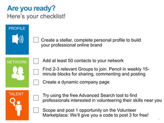 Manage the right candidates
Management tools
One-click InMail
Full names and profiles
for 3rd degree
Premium search facets
301
Recruitment
 