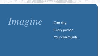 One day.Imagine
Every person.
Your community.
 