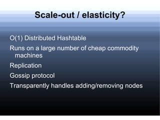 The problem (contd.) Why not just use sharding? Very problematic when adding/removing nodes 