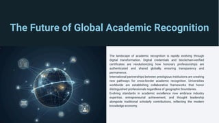 Honorary Professorship in the USA: Modern Academic Recognition and ...