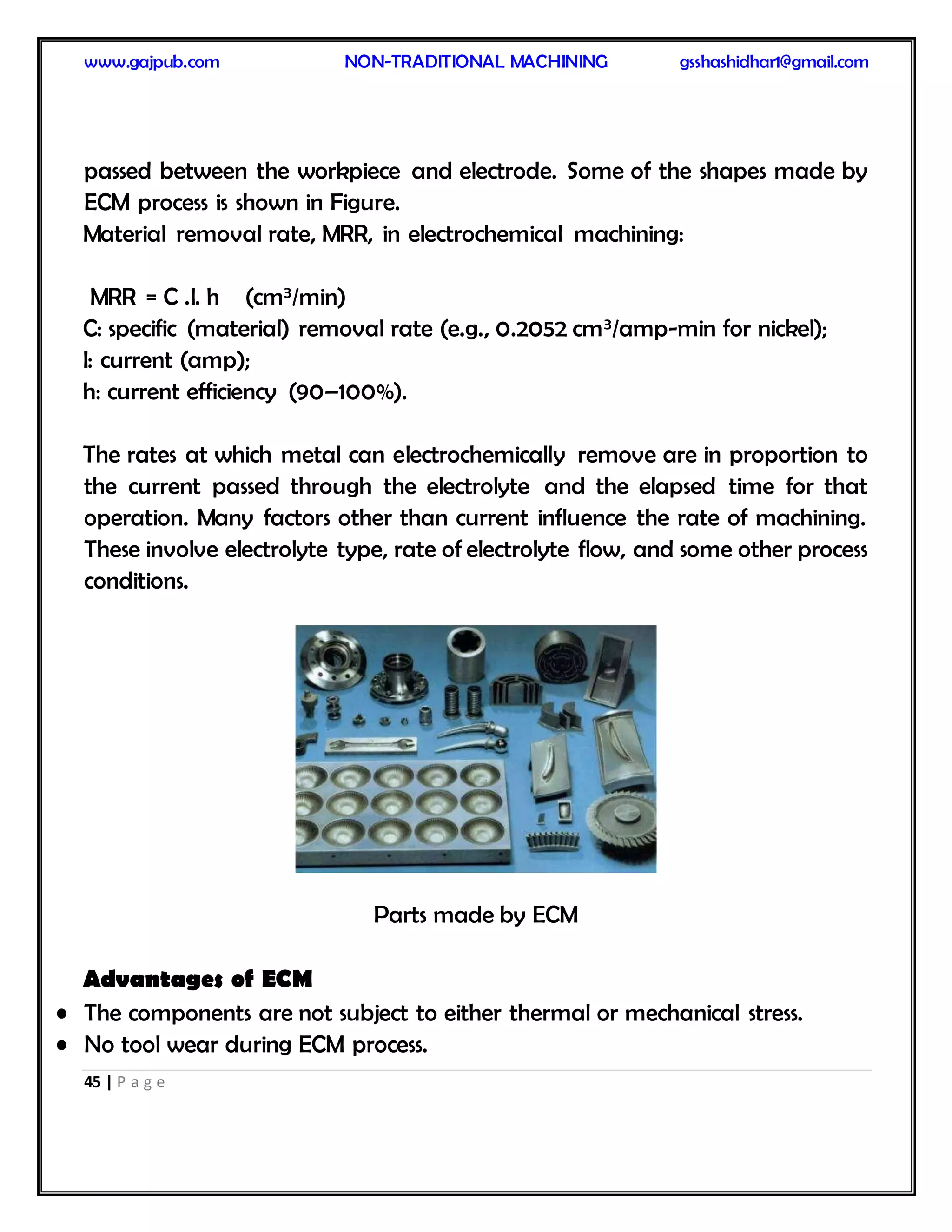 VTU Non traditional machining notes by G.S Shashidhara | PDF
